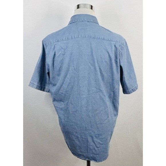 Wrangler Medium Denim Shirt Short Sleeve Blue Wash Flex for Comfort Cotton Blend - Picture 4 of 4